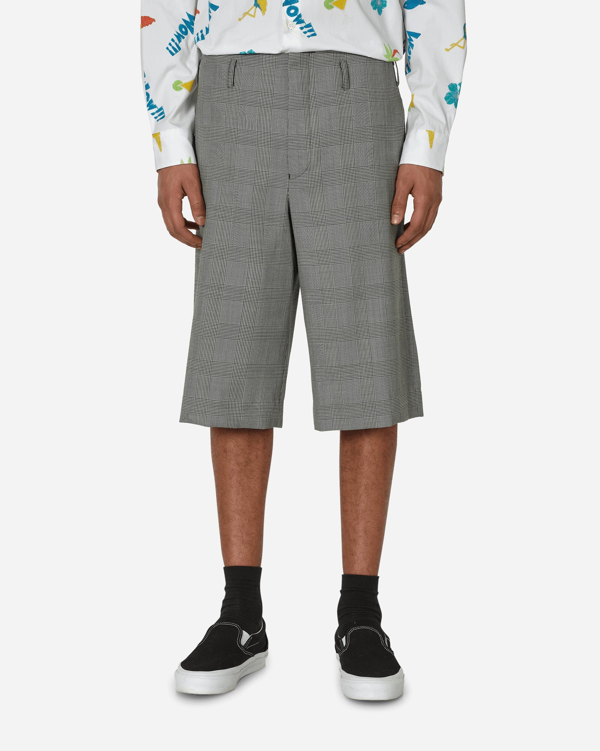 Checked Wool Shorts Black / Natural - 1