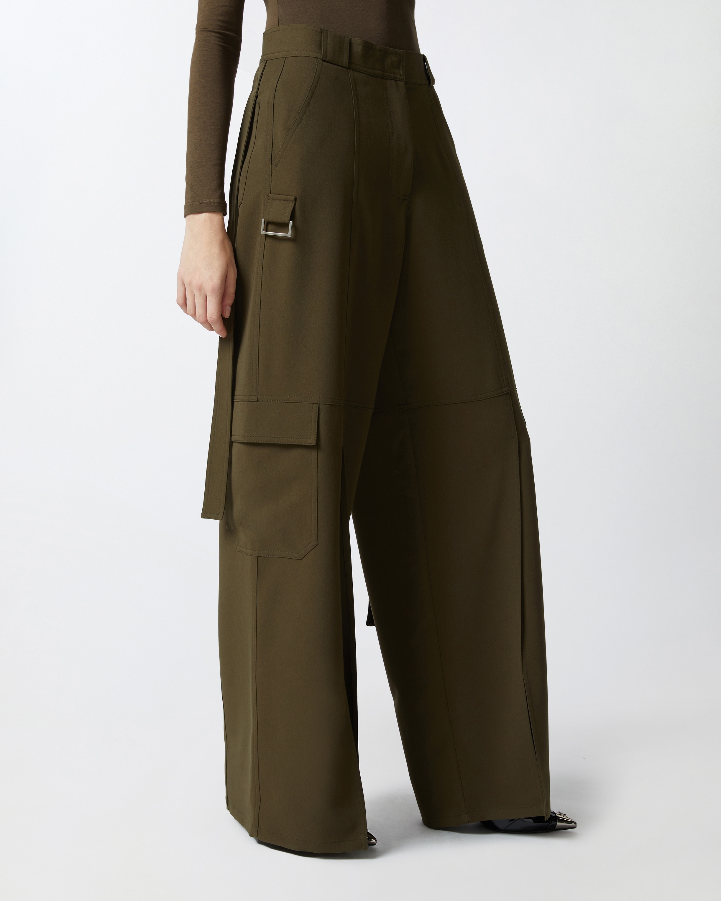 FLOWING WIDE-LEG CARGO TROUSERS - 3