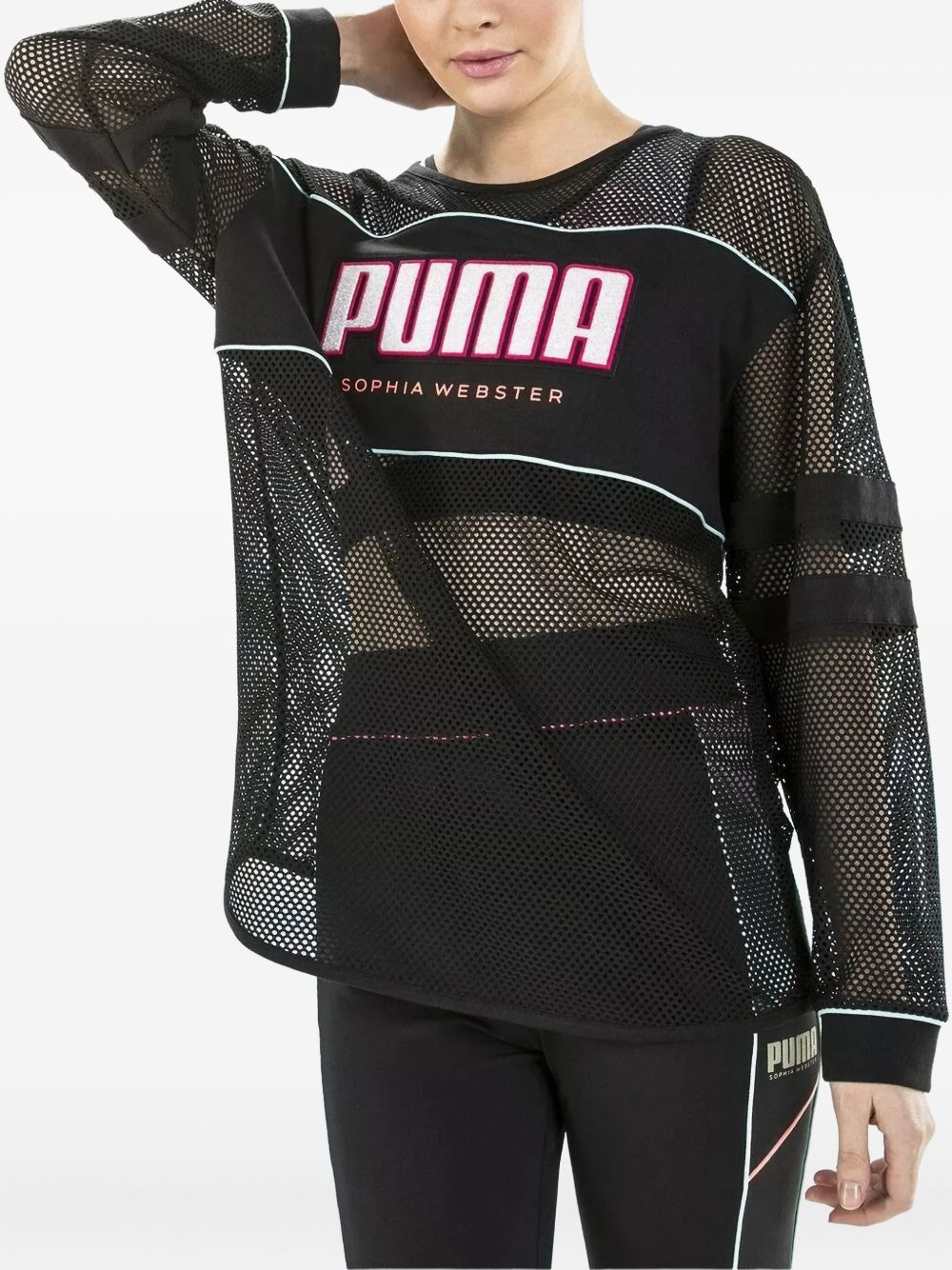 mesh-panel long-sleeve top - 2