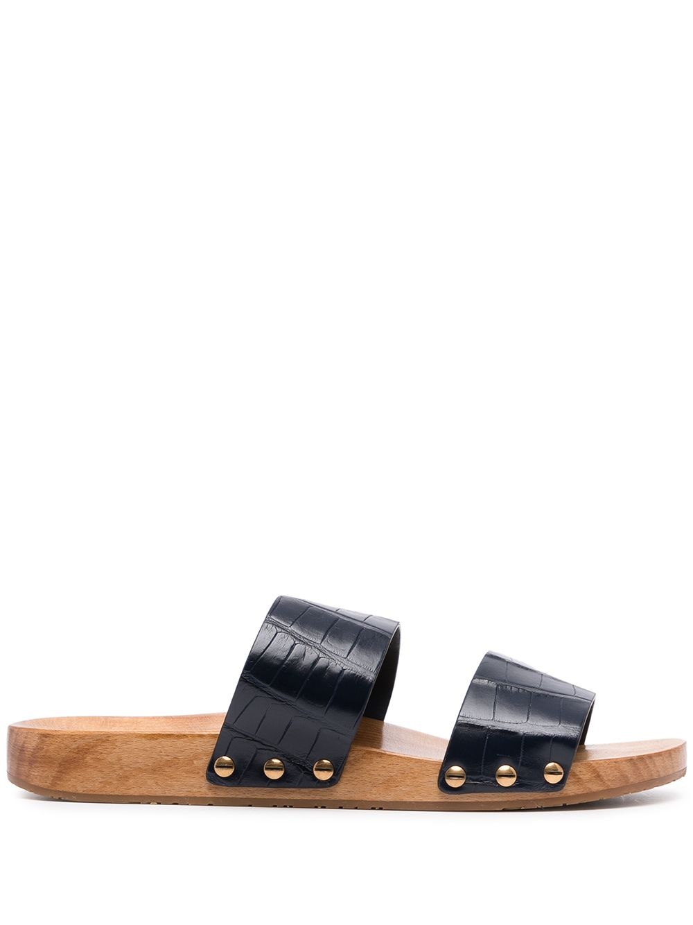 crocodile-effect double-strap sandals - 1