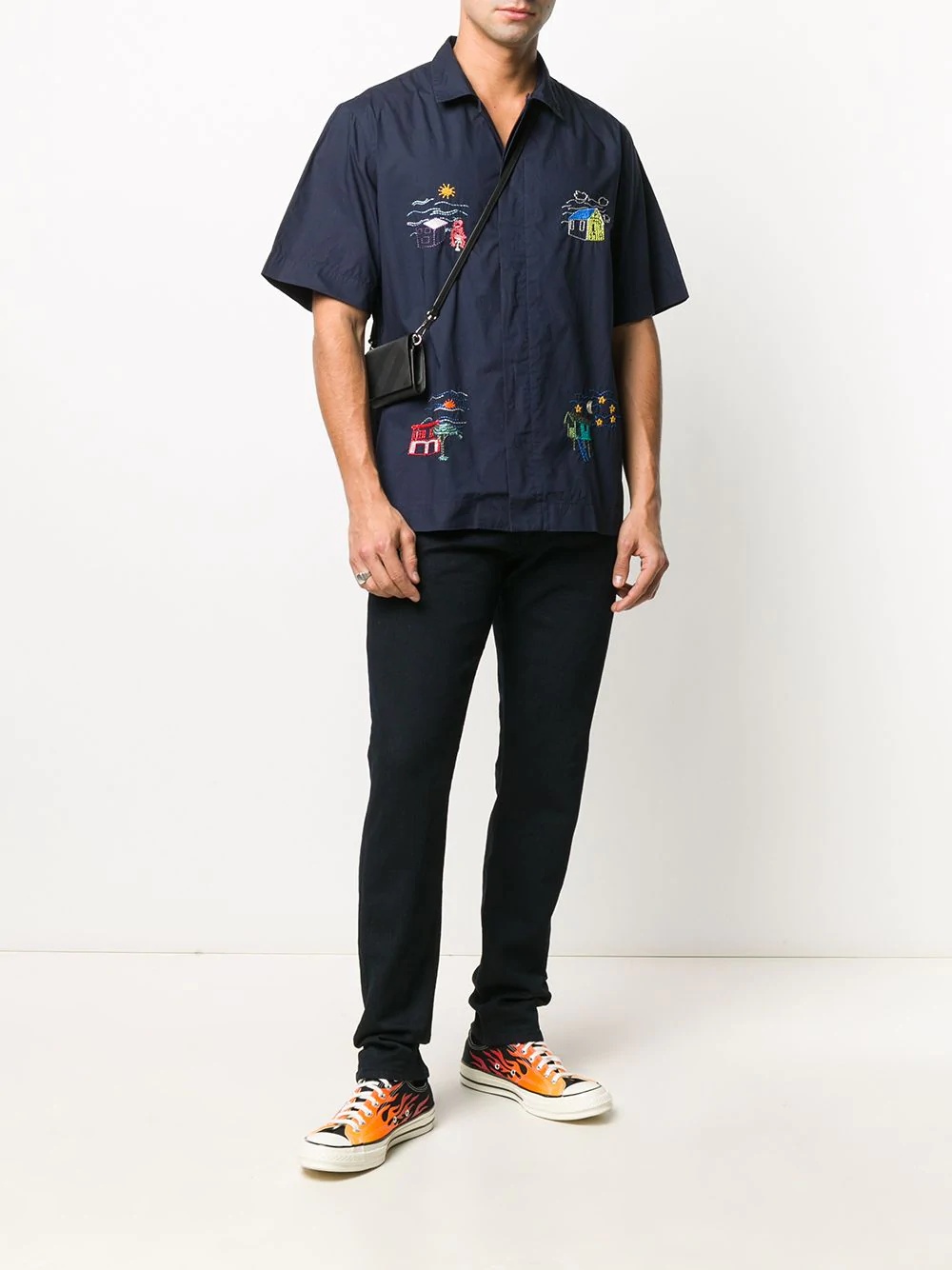 embroidered motif short-sleeved shirt - 2