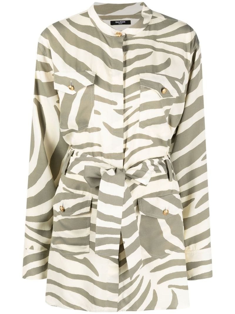 belted zebra print minidress - 1