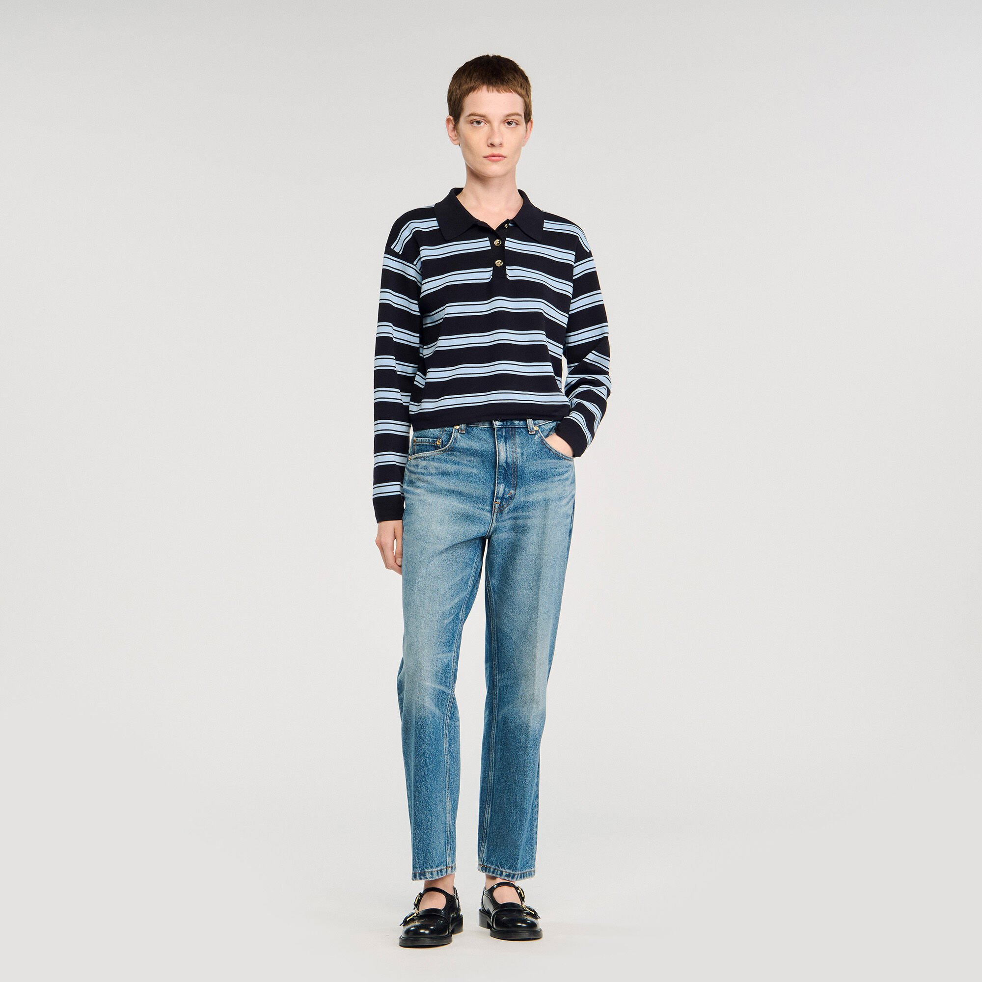 STRIPED POLO SWEATER - 1