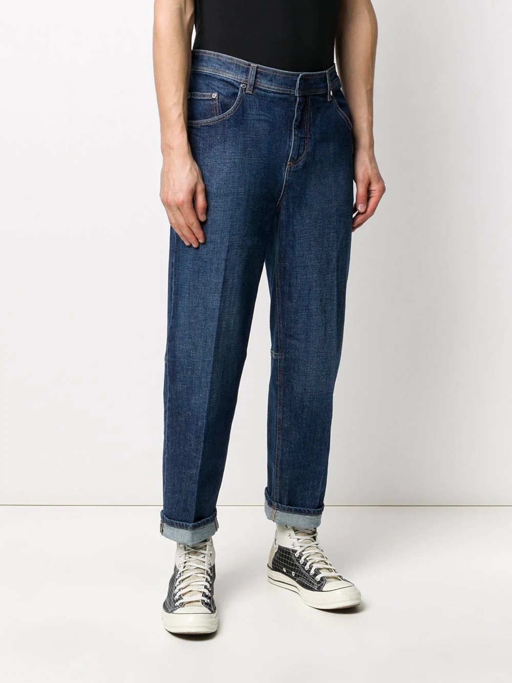 turn-up straight-leg jeans - 3