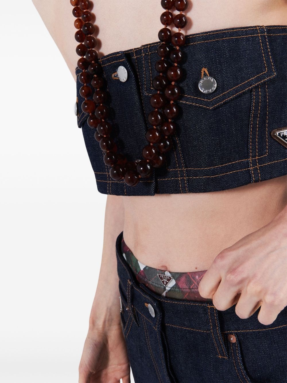 denim strapless crop top - 6