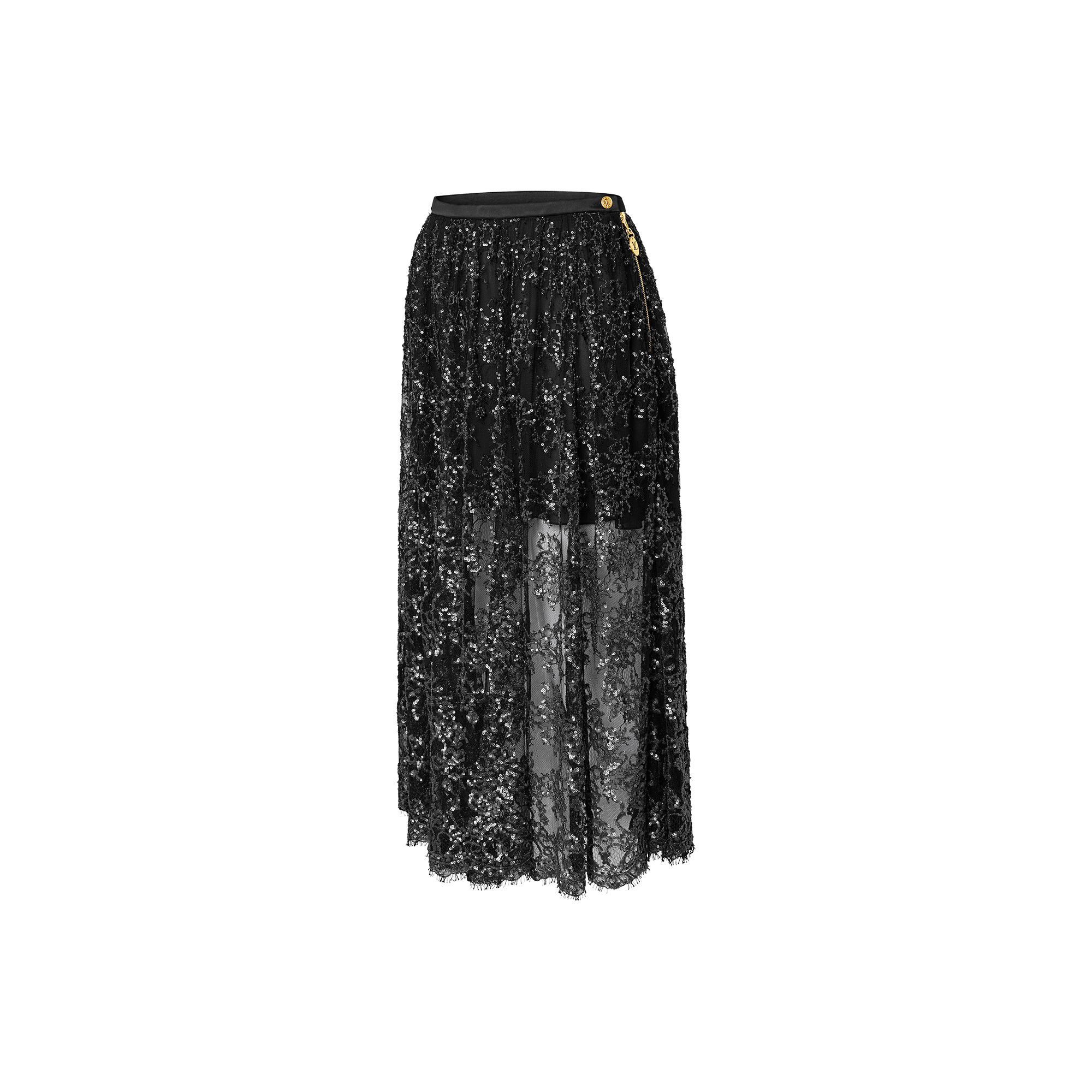 Sequin Lace Layered Midi Skirt - 2