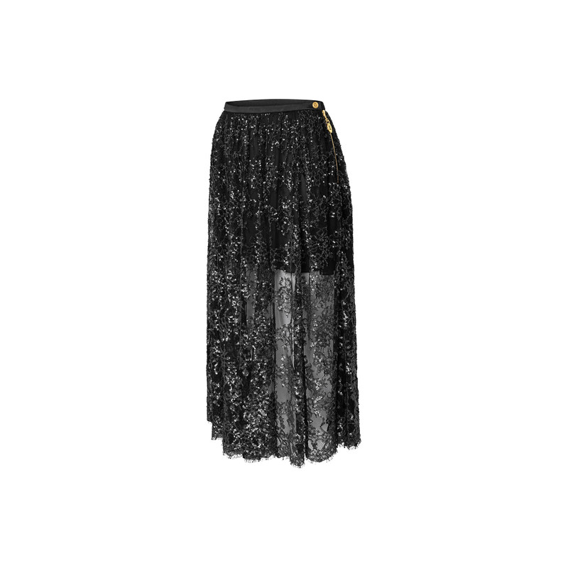 Louis Vuitton Sequin Lace Layered Midi Skirt outlook