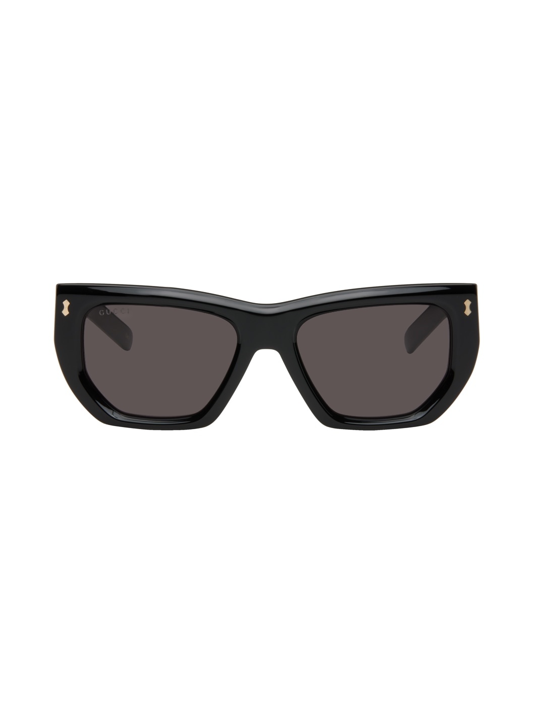 Black Rivetto Geometrical Acetate Sunglasses - 1