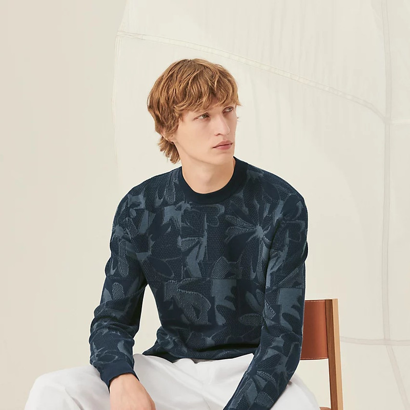 "Puzzle Floral" crewneck sweater 1