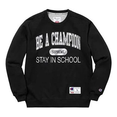 Supreme SS18 Champion Stay In School Crewneck Black SUP-SS18-783 - 1