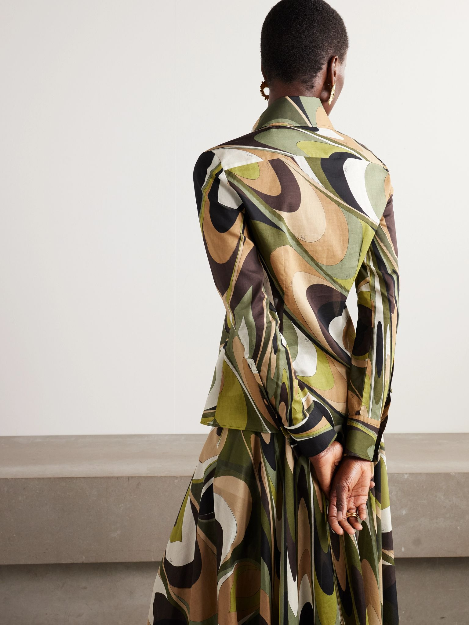Onda printed cotton-muslin shirt Green - 4