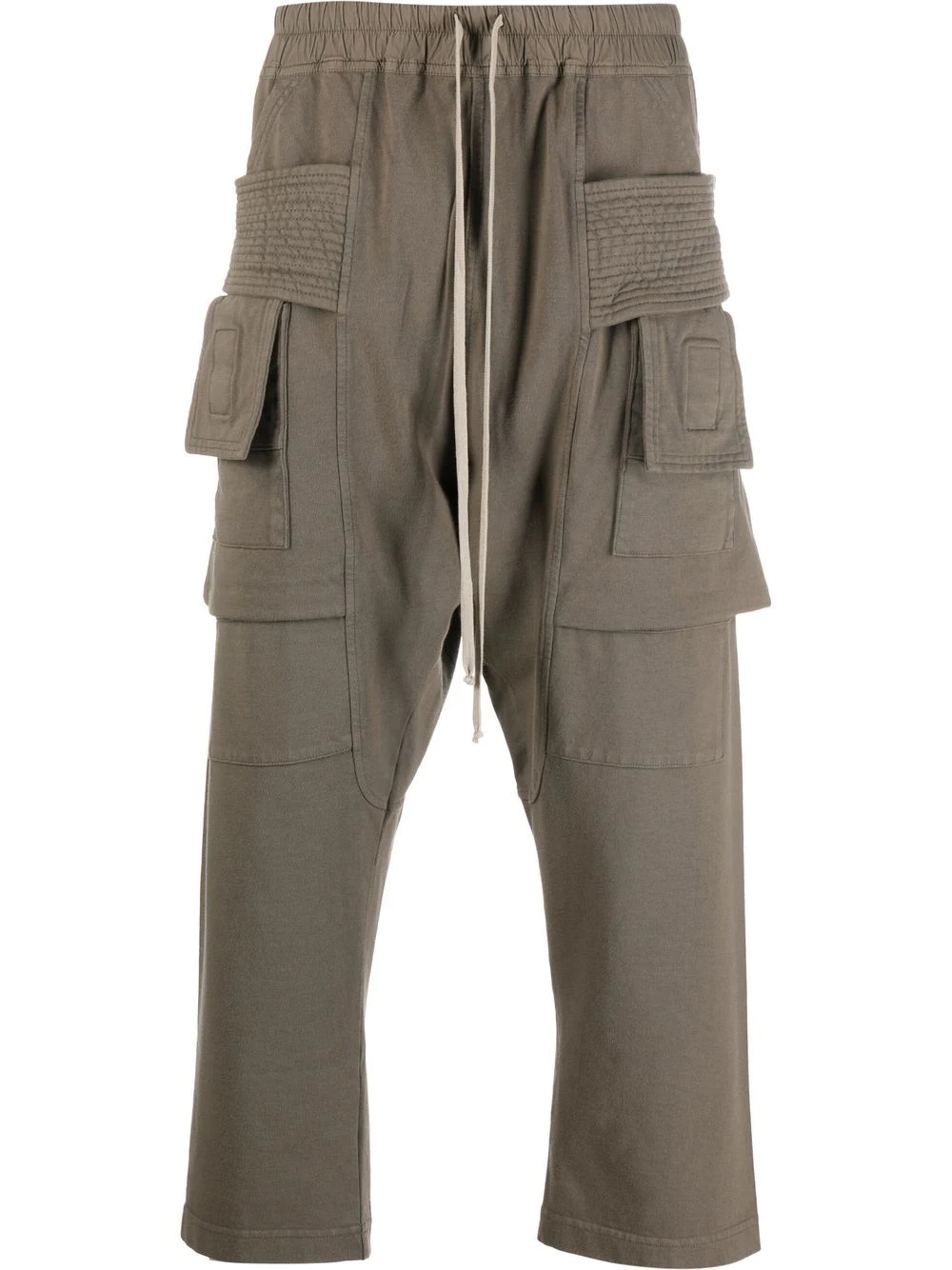 drop-crotch cropped cargo trousers - 1