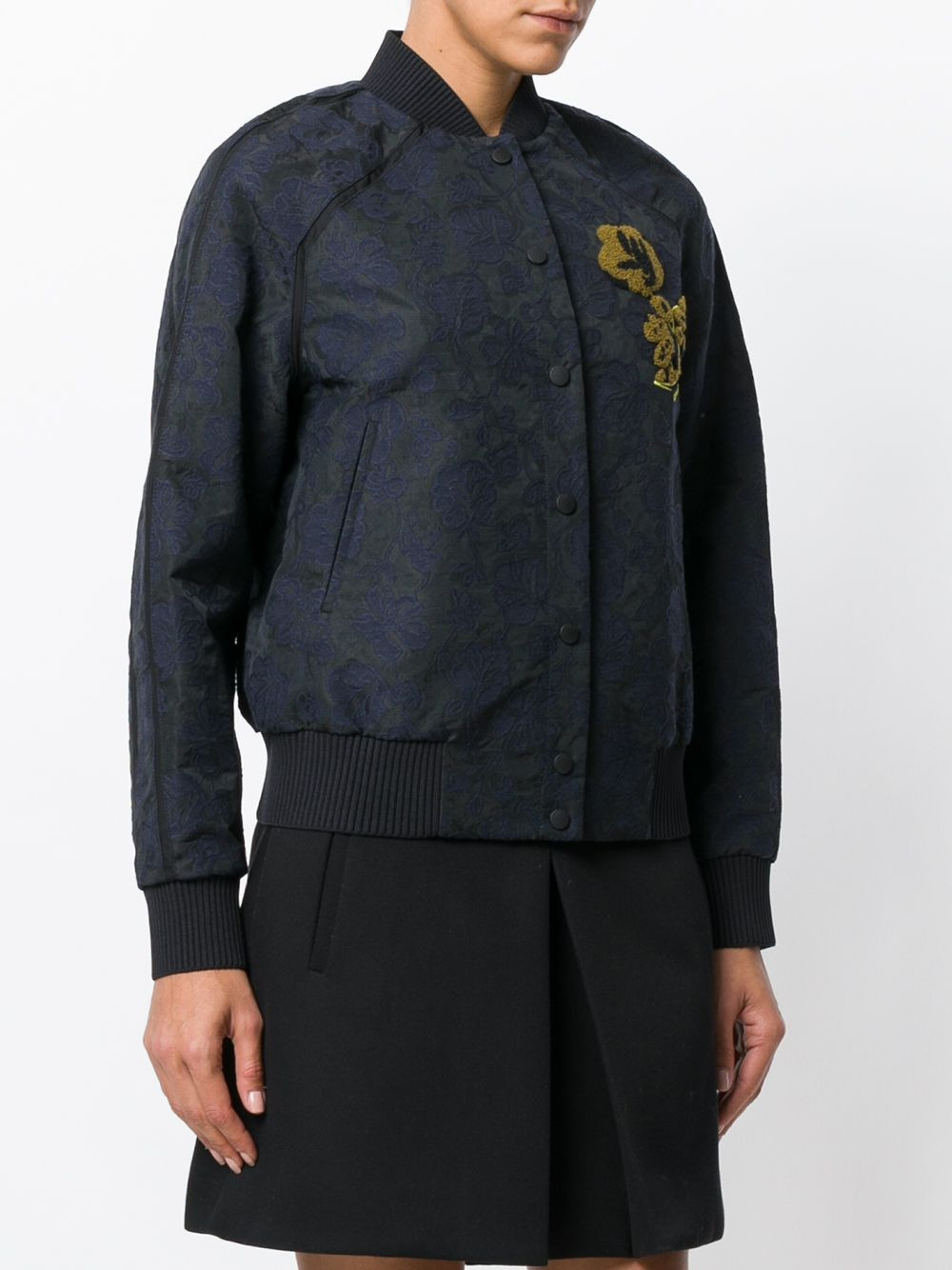floral brocade bomber jacket - 3