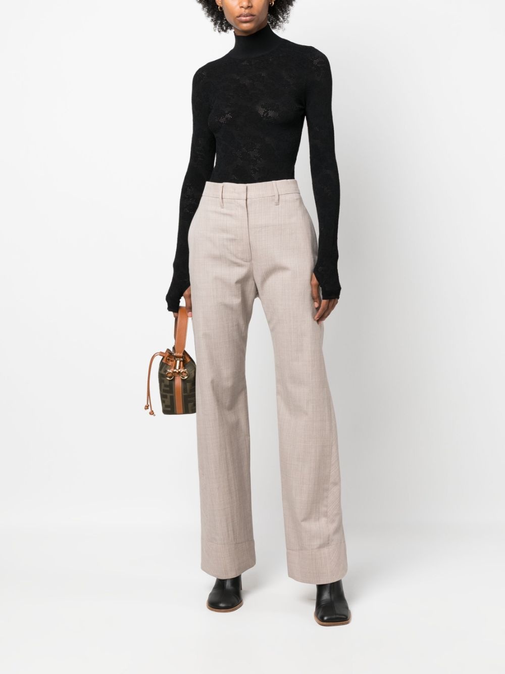 mÃ©lange-effect straight-leg wool trousers - 2