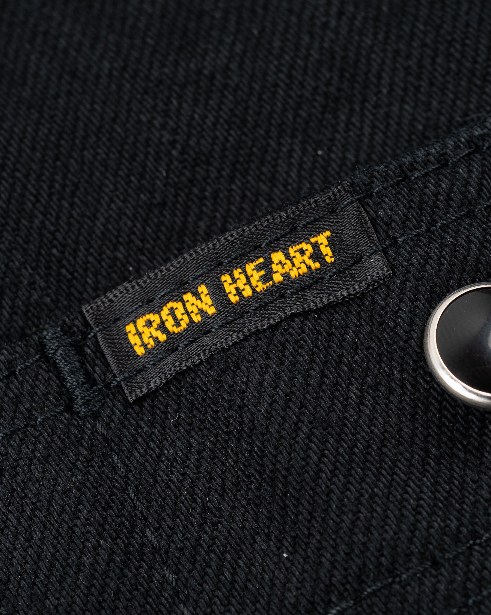 IHSH-338-BLK 12oz Selvedge Denim Work Shirt With Snaps - Black/Black - 13