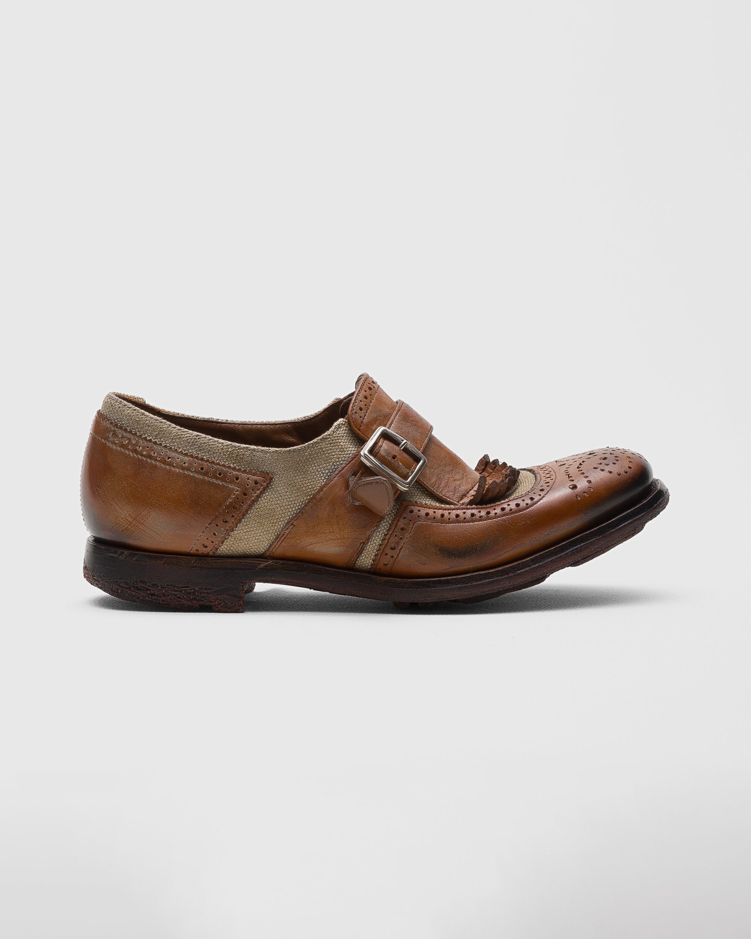 Monk Straps in calfskin and fabric - 1