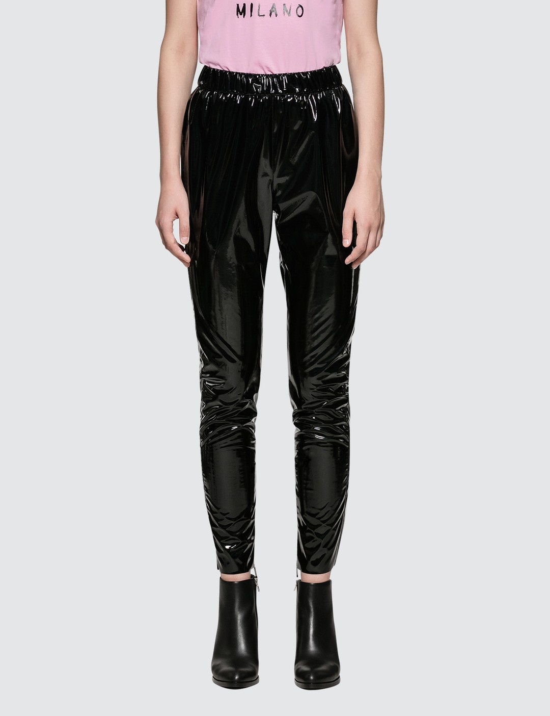 STRETCH PATENT LEATHER PANTS - 1