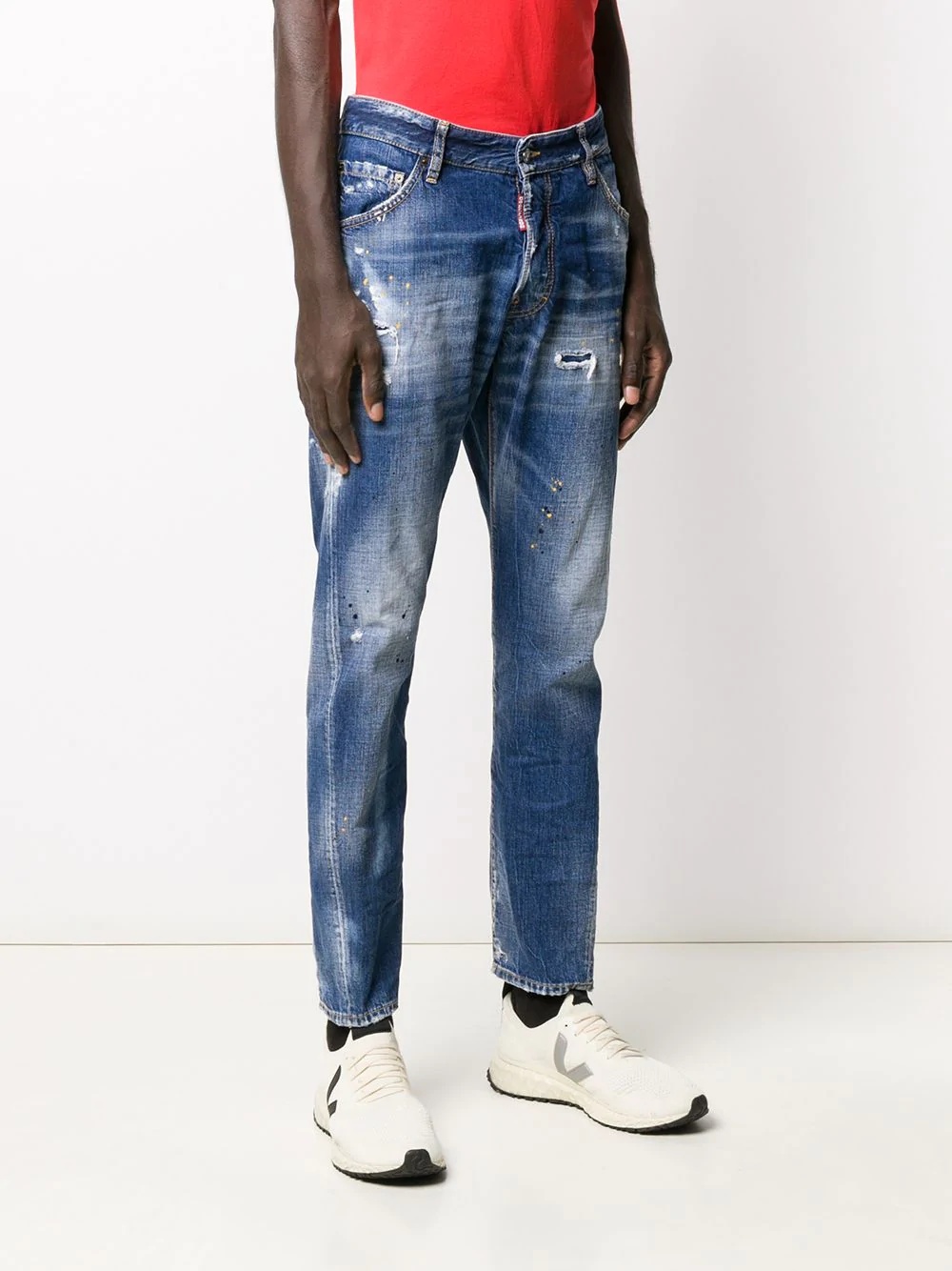 stained-effect straight jeans - 3