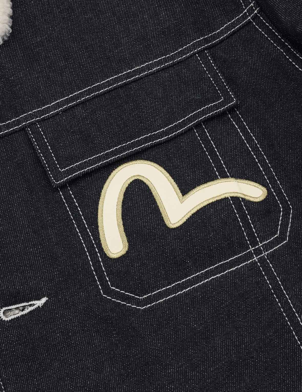 Contracting Embroidery and Inserted Daicock Relax Fit Denim Jacket - 6