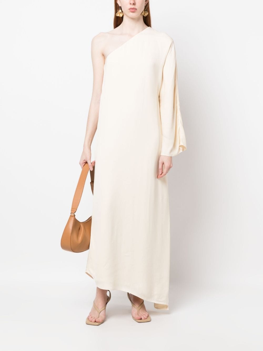 one-shoulder asymmetric long dress - 2