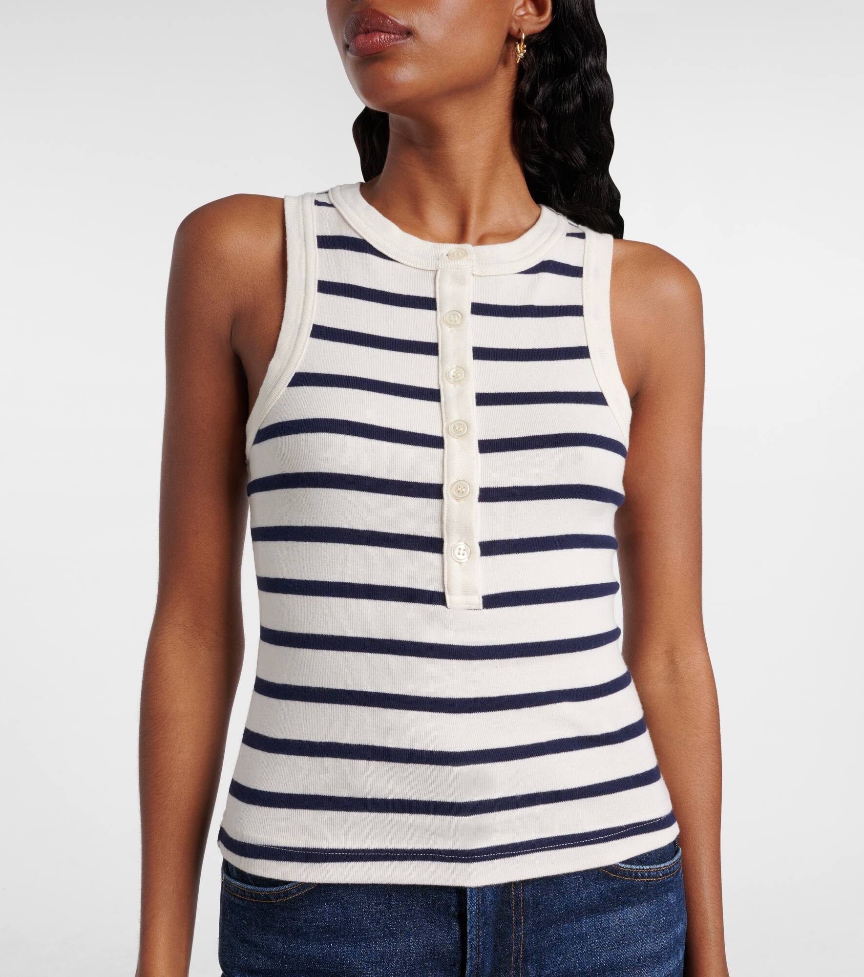 Caralyn striped cotton-blend tank top - 5