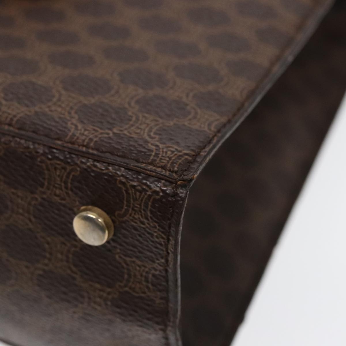 CELINE Macadam Canvas Shoulder Bag Pvc Leather Brown Gold - 14