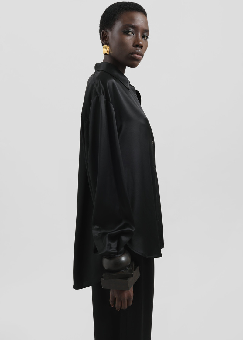 Peri Satin Shirt - Black 4