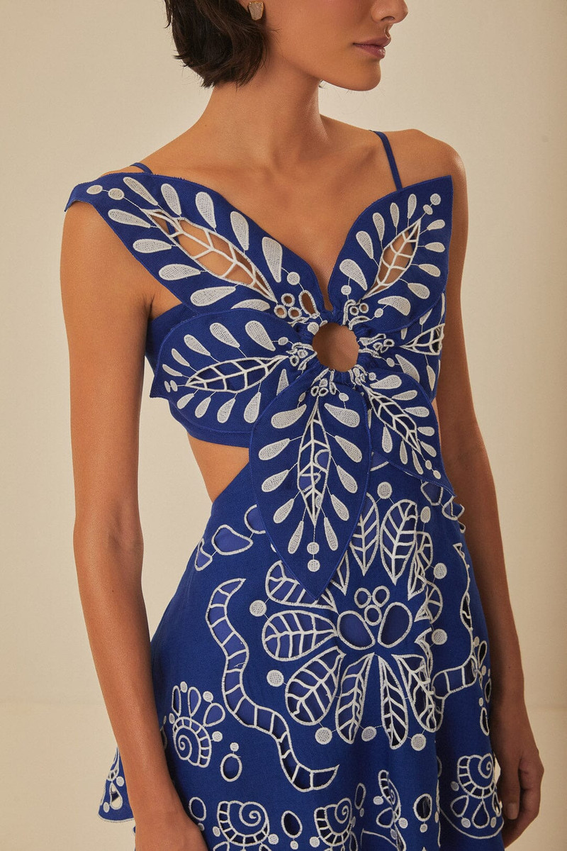 Blue Flower Richelieu Euroflax™ Premium Linen Midi Dress 3