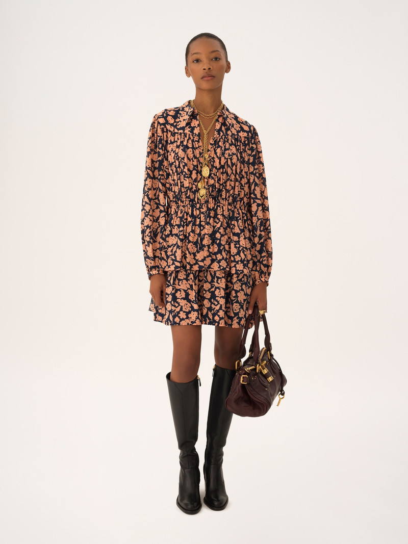 Chloé GATHERED MINI DRESS IN CRÊPE DE CHINE outlook