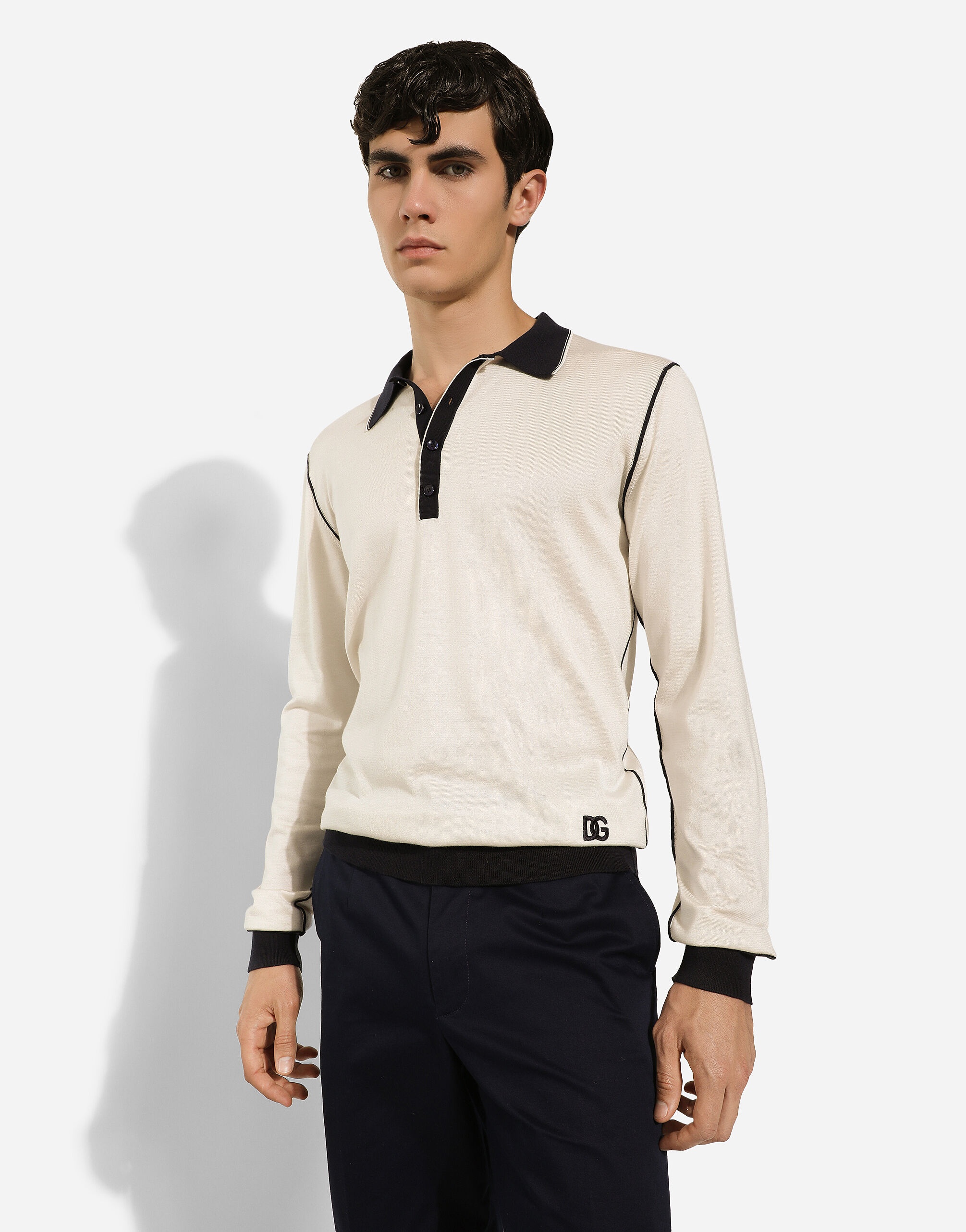Long-sleeved silk polo-shirt - 4