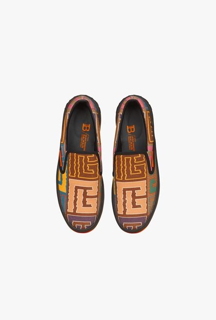 Multicolor monogram needlepoint canvas B-Court slip-on sneakers - 4