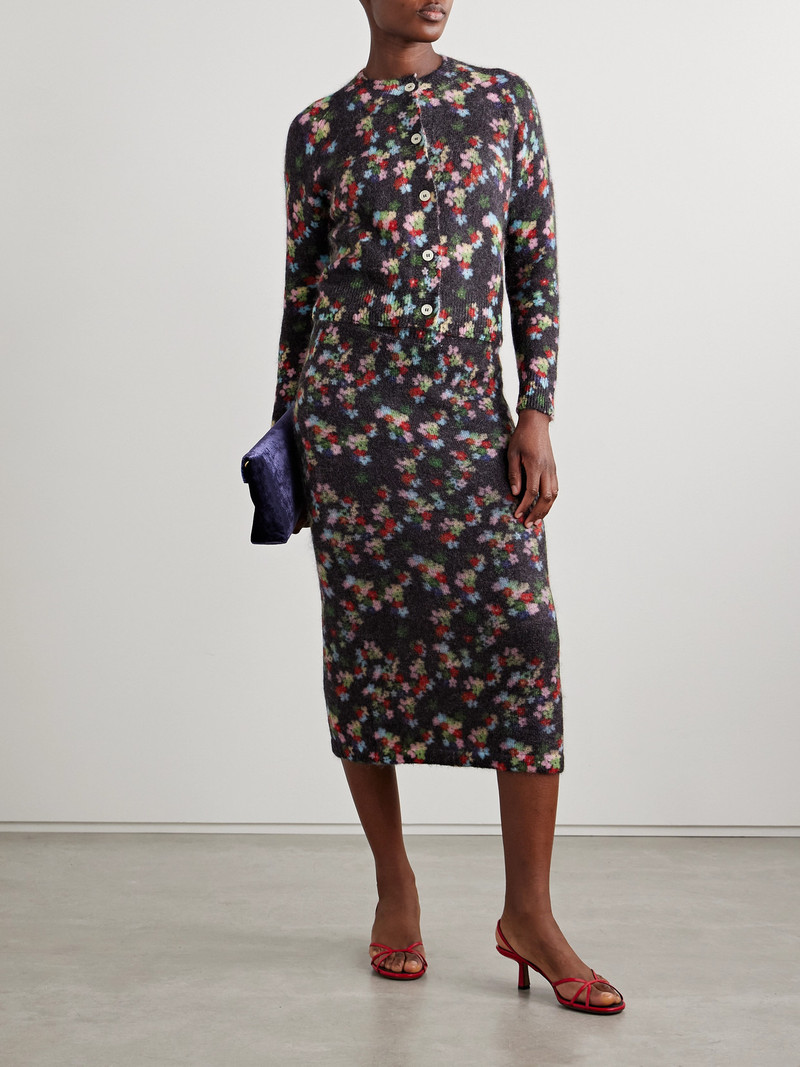 BERNADETTE Edouard Floral-print Mohair-blend Midi Skirt outlook
