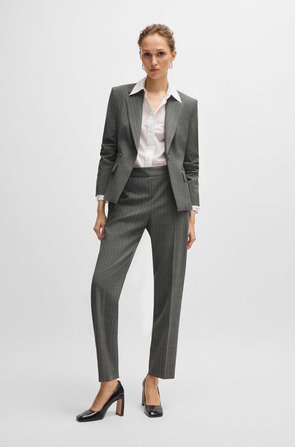 SLIM-FIT JACKET IN STRIPED WOOL - 3