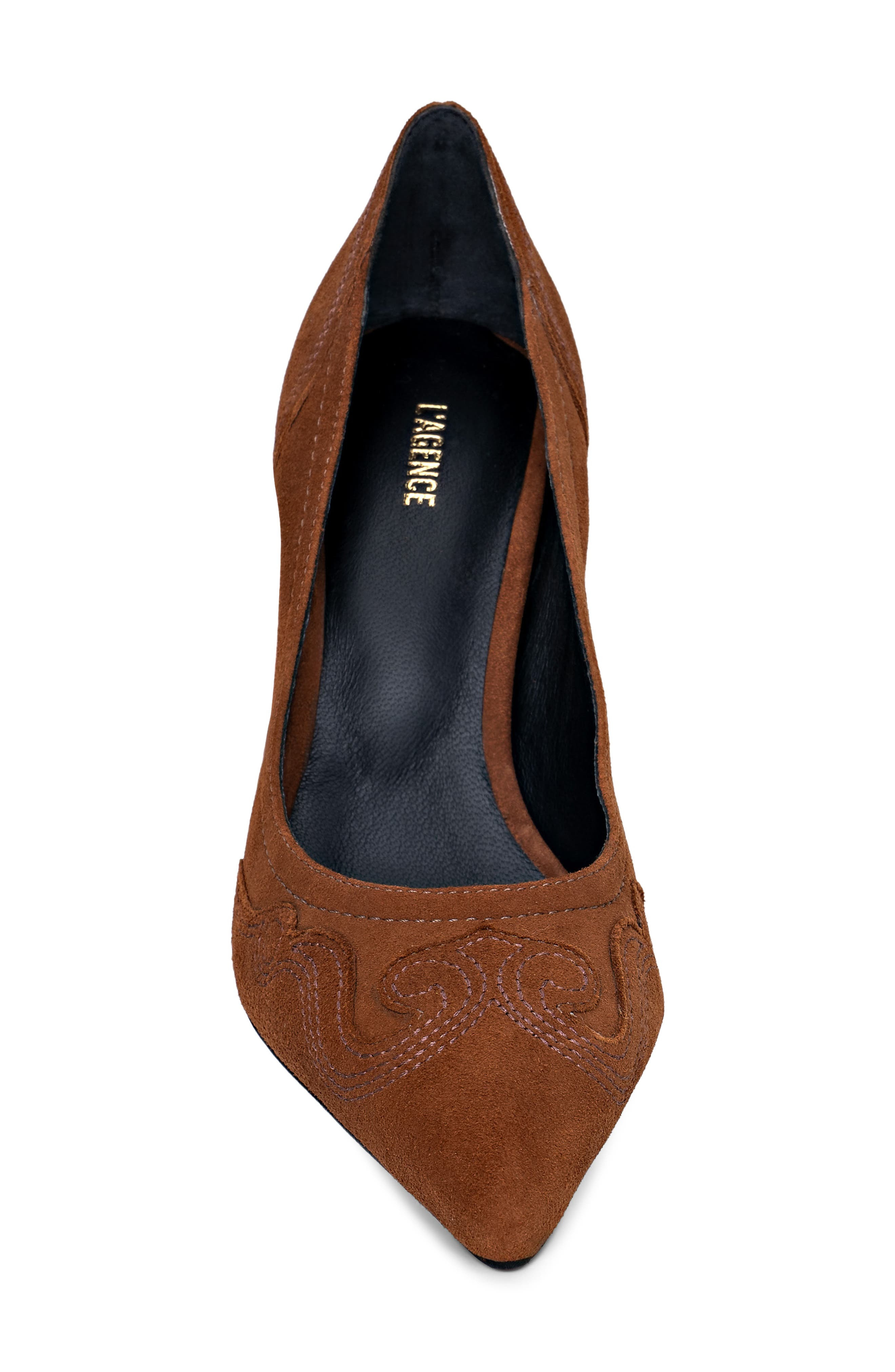 L'AGENCE Amandine Pointed Toe Pump in Buckskin Suede at Nordstrom - 4