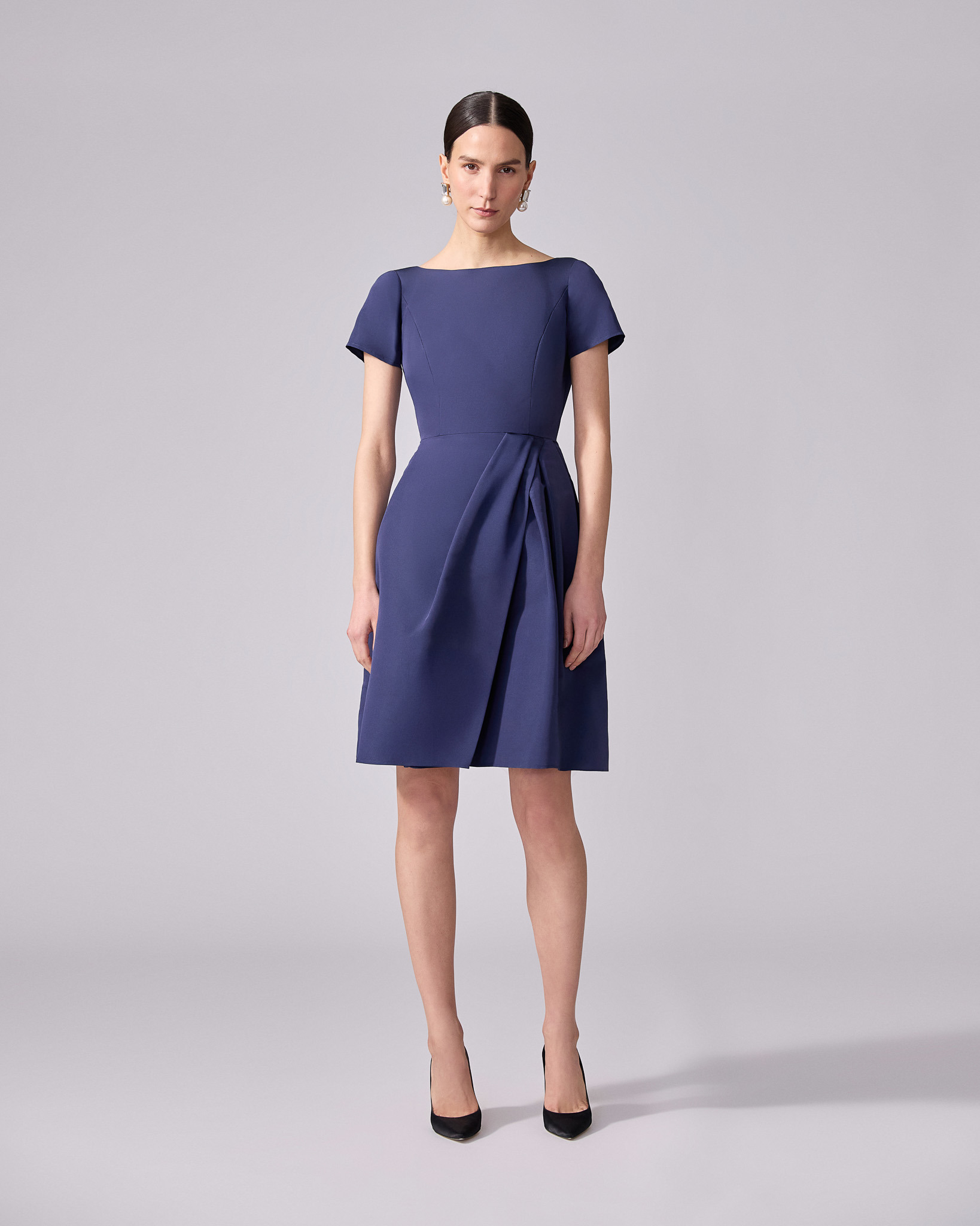 Draped Boat Neck Dress - 2