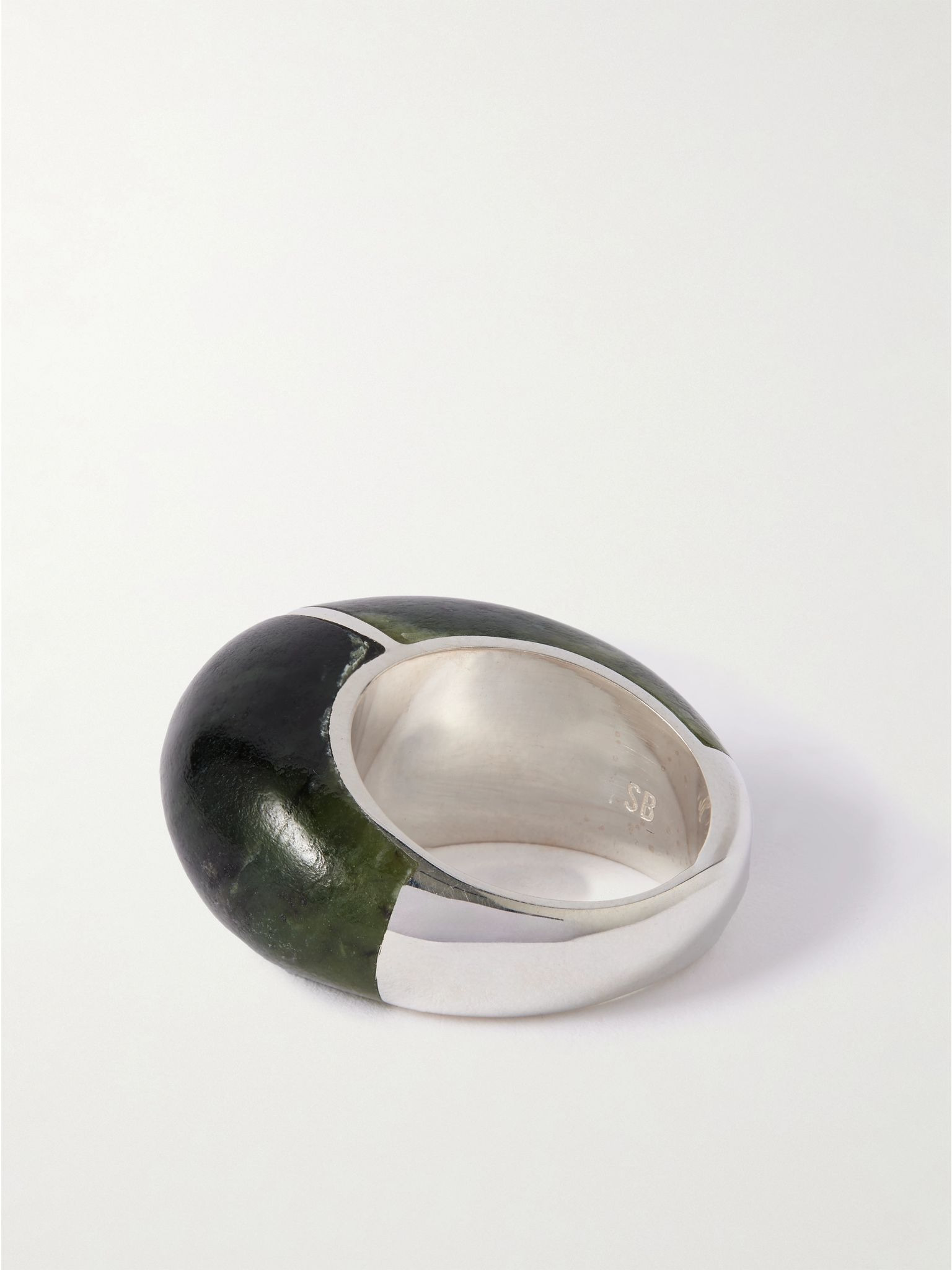 Division silver jade ring Black - 3