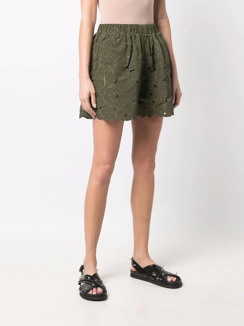 high-waisted embroidered shorts 3