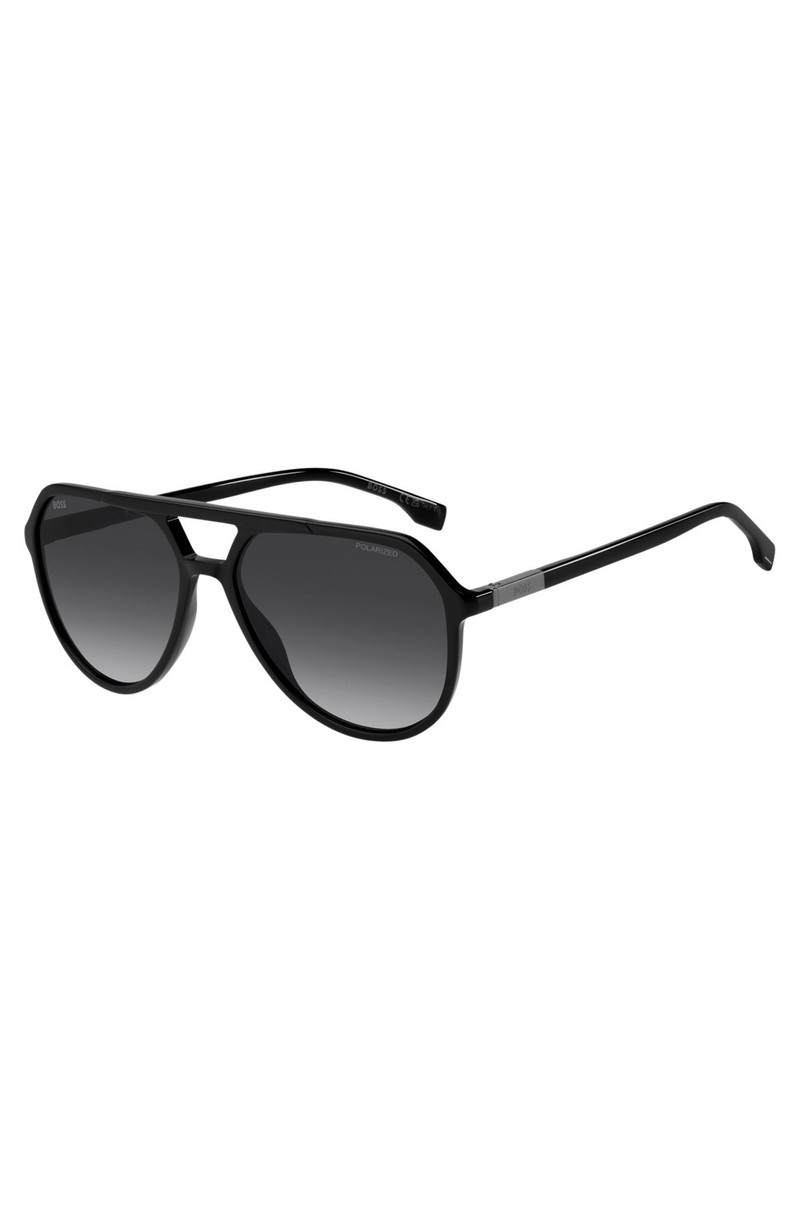 METAL-TRIM SUNGLASSES IN BLACK ACETATE 1