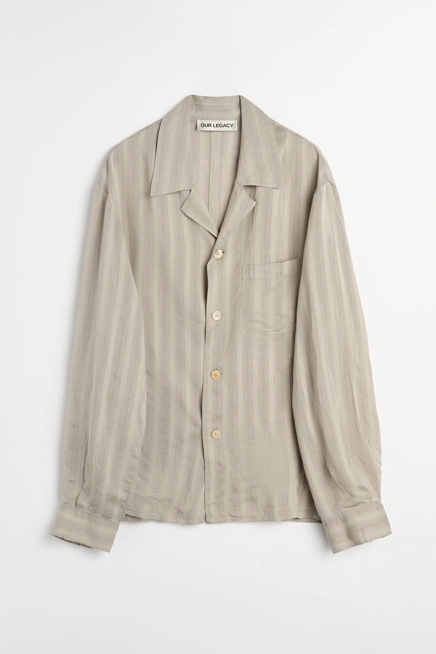 Private Shirt Quiet Greige Stripe Mist Weave - 1
