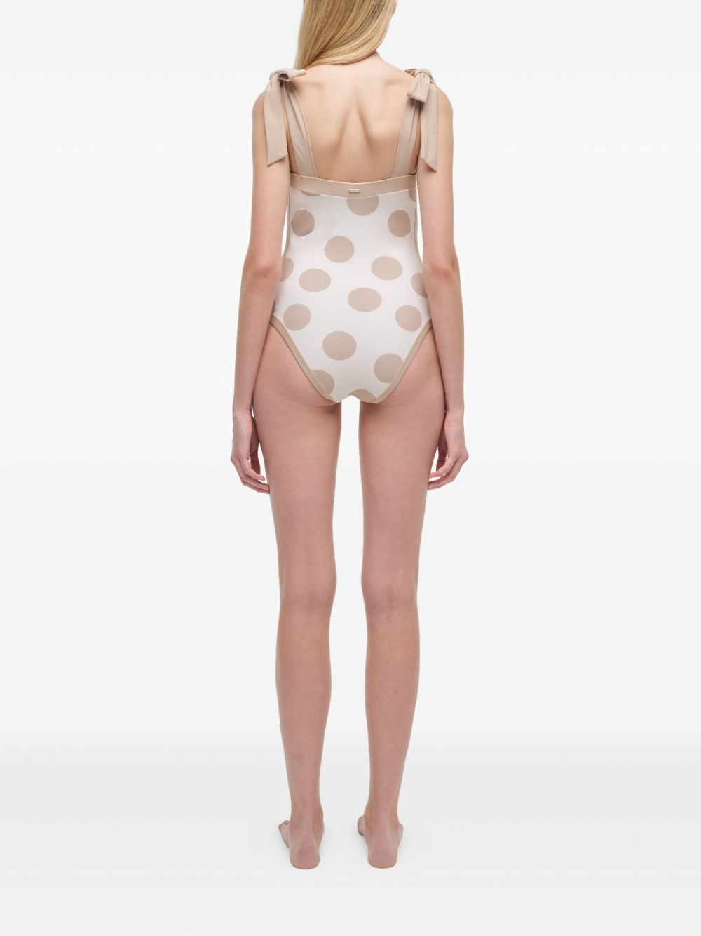 polka-dot tie-detail swimsuit - 3