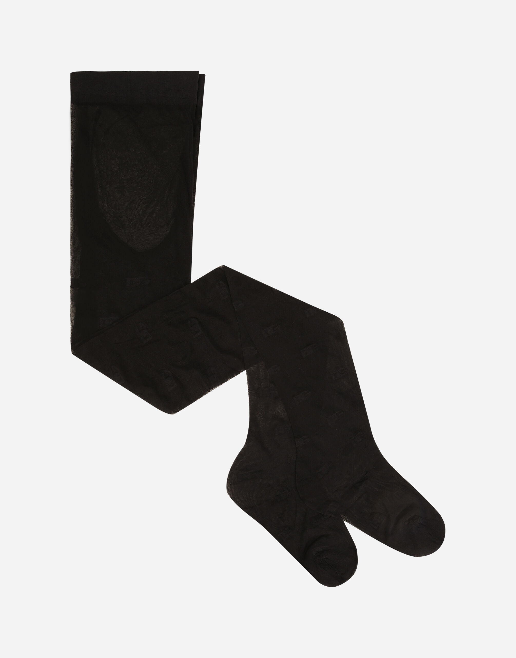 Tulle tights with jacquard DG logo - 1
