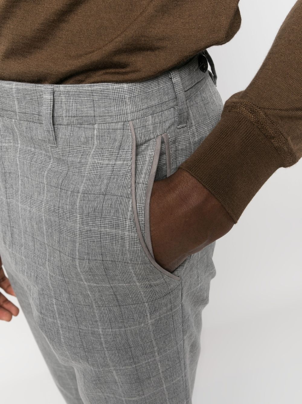 grid-pattern straight-leg trousers - 5