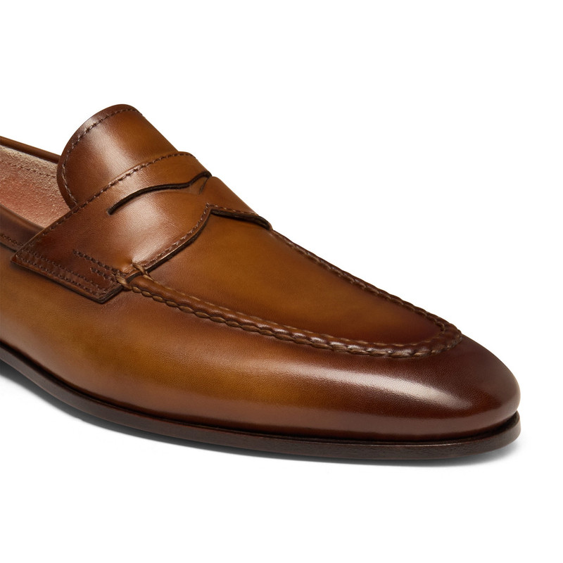 Men's brown leather penny loafer 6