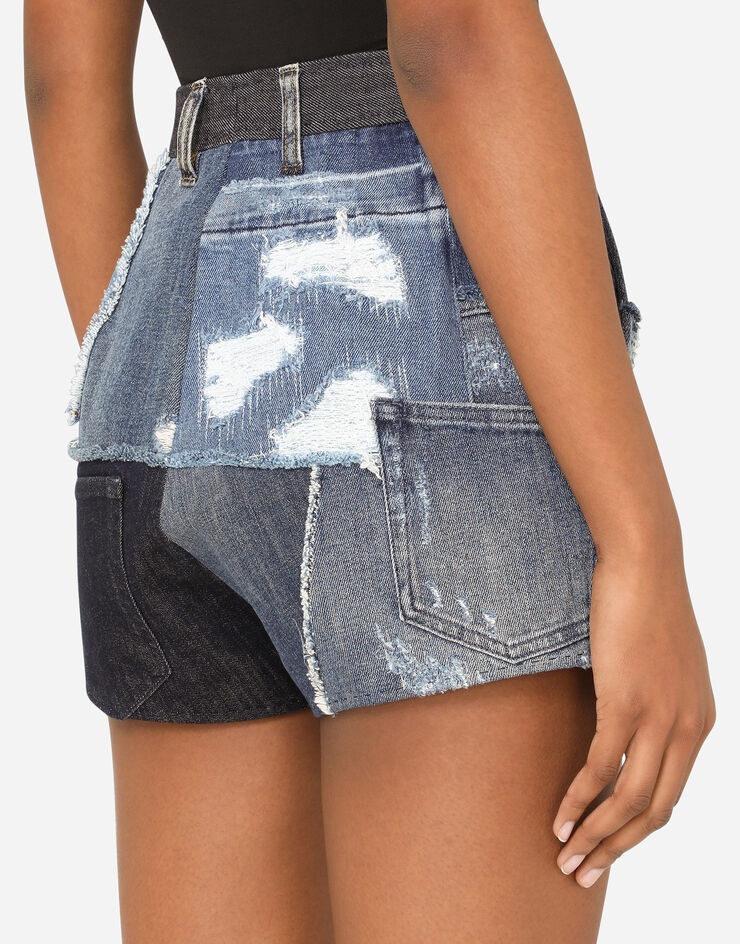 Patchwork denim shorts - 4