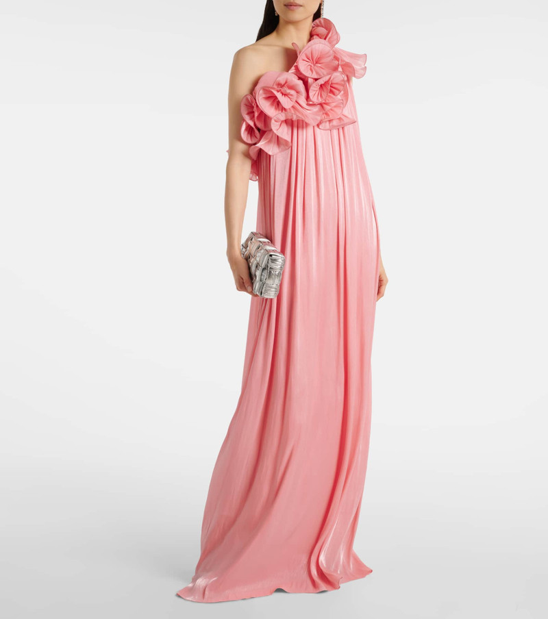 COSTARELLOS Charmain plissé georgette gown outlook