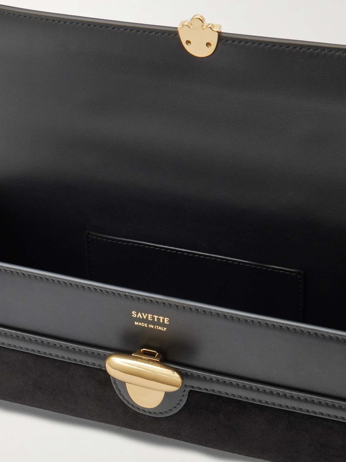 Slim Symmetry Pochette leather-trimmed suede tote Black - 5