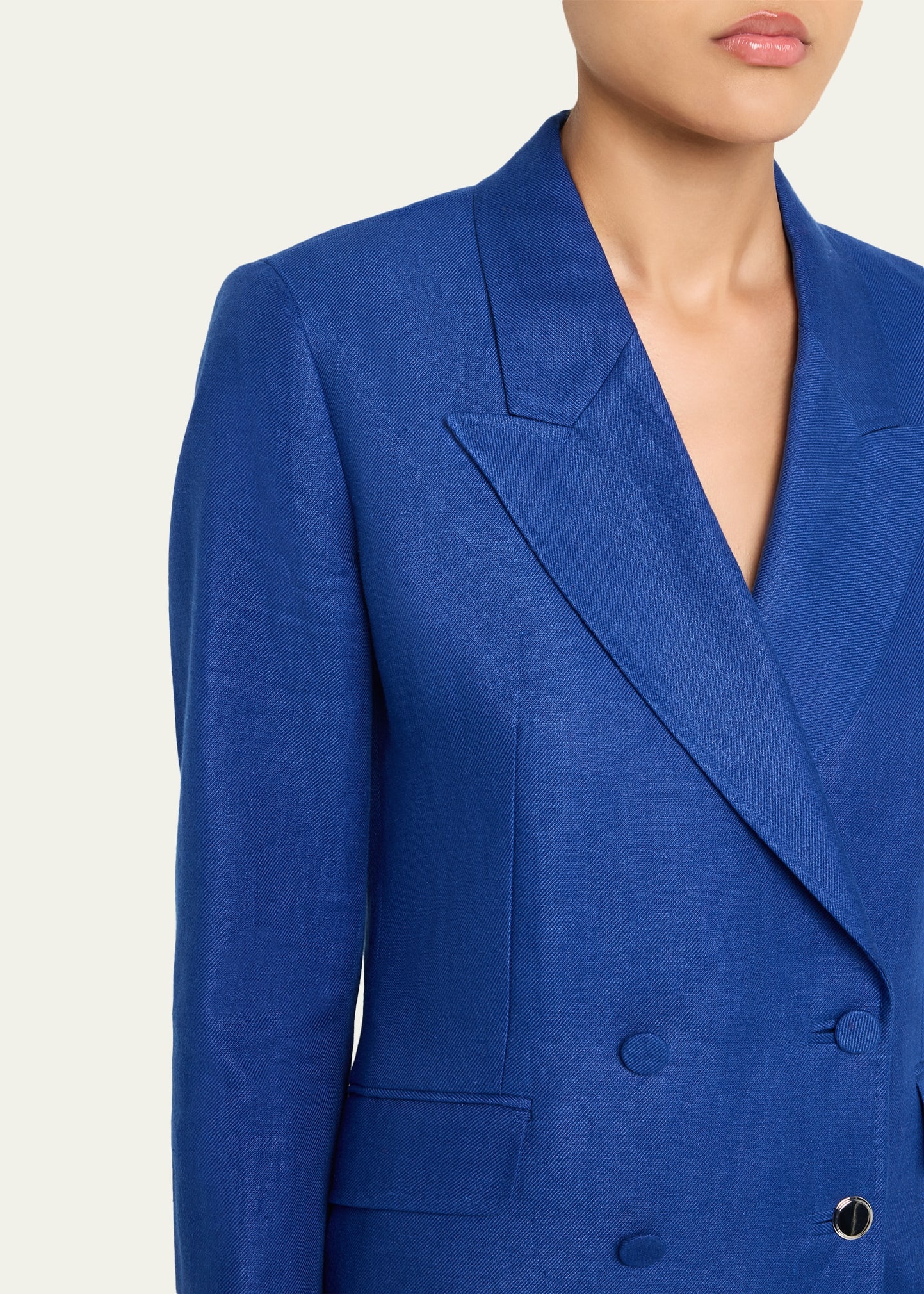 Angela Linen Double-Breasted Blazer - 5