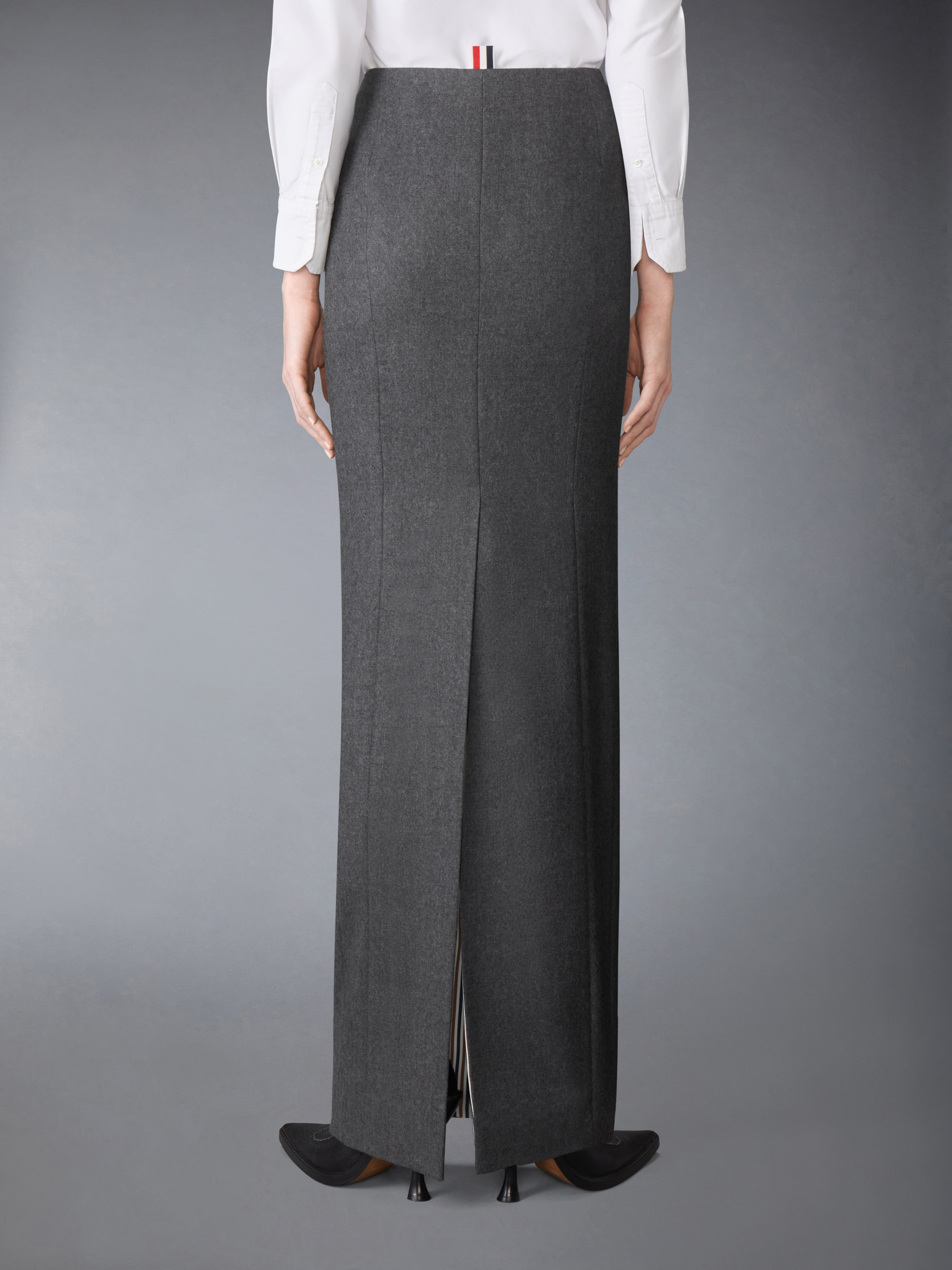SOLID WOOL FLANNEL PENCIL SKIRT - 4