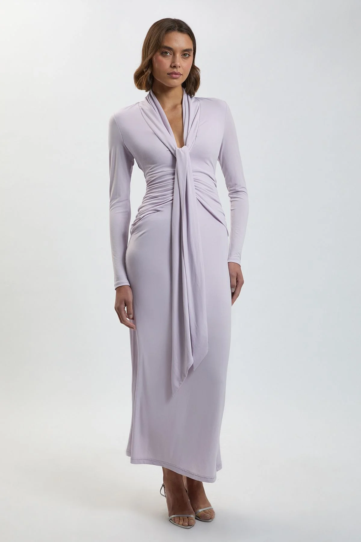 Petite Stretch Crepe Jersey Plunge Neck Maxi Dress - 1