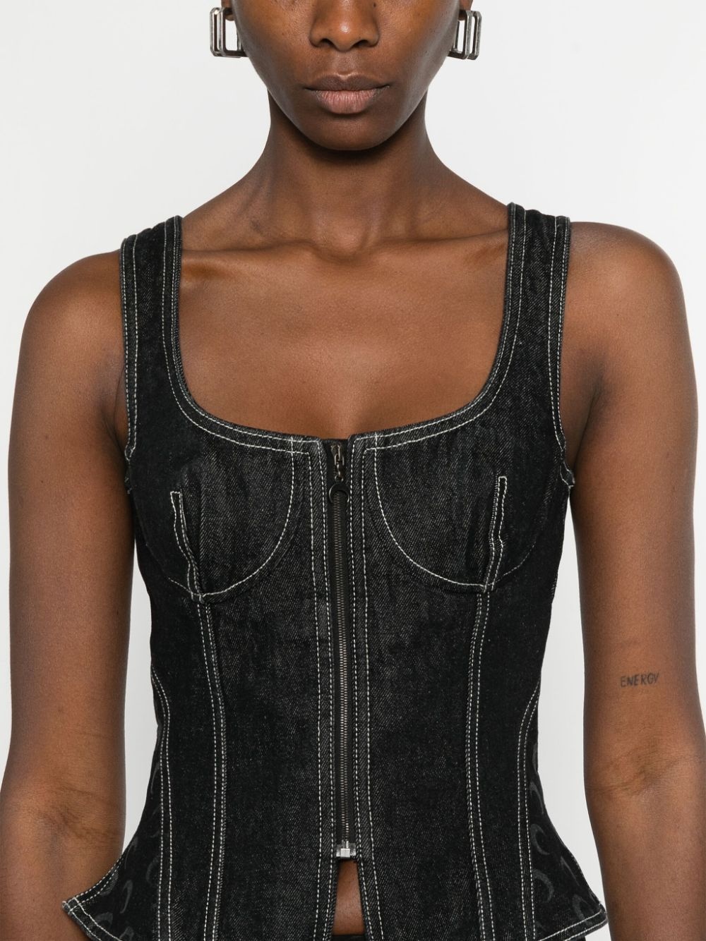 moon-laser denim top - 5